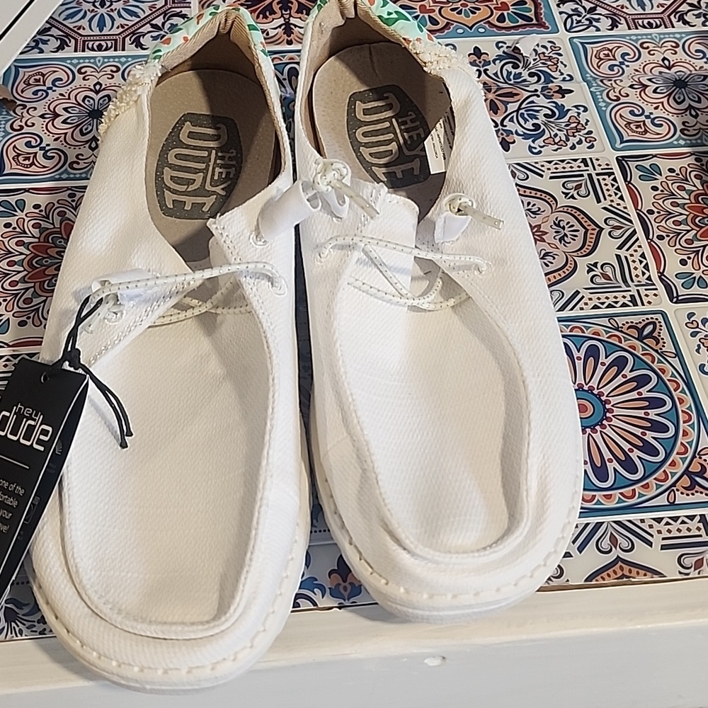 Hey Dude White Canvas Slip-On Women's Shoe